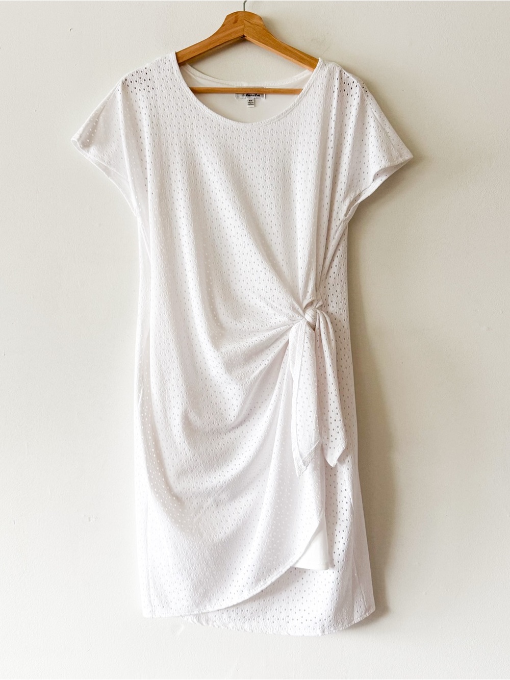 Robbie Bee White Eyelet Tie-Detail Women's Dress Size PM